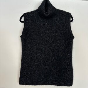 IB Diffusion Black Sleeveless Turtleneck Wool Angora Knit Top Lurex Size L